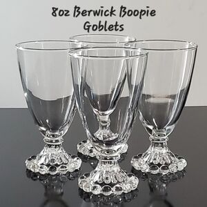 4pc MCM Set 8oz Berwick Boopie Clear Glass Goblets by Anchor Hocking